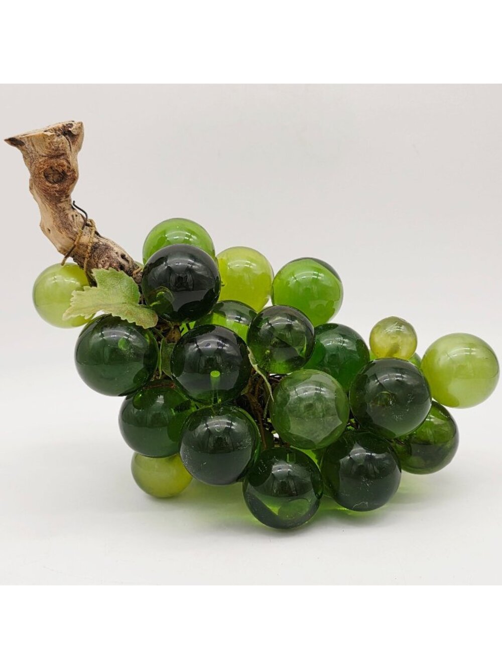 Vintage Green Lucite Grape Cluster Driftwood Stem Over 30 1-3/4"